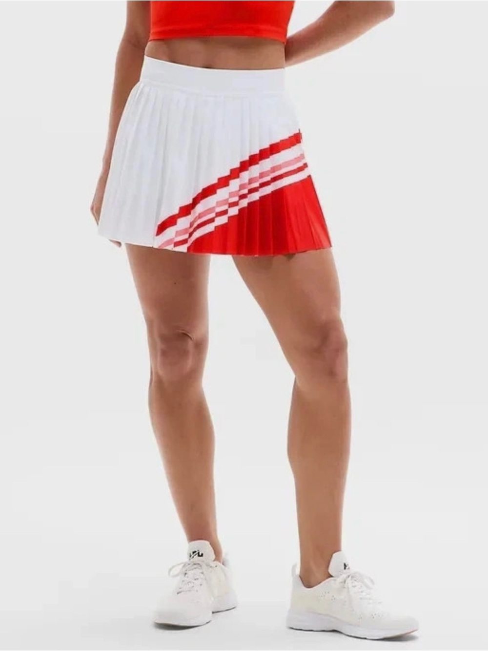 Athleta White and Red Pleated Athletic Skort